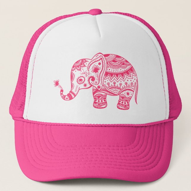 Boné Elefante Floral Cor-de-Rosa (Frente)
