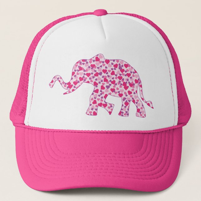 Boné Elefante, Rosa e Corações Roxos (Frente)