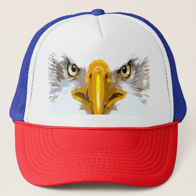 Boné Elegante Blue Red Eagle Head Pop Art Modern (Frente)