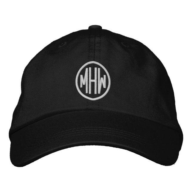 Boné elegante branco preto personalizado monograma (Frente)