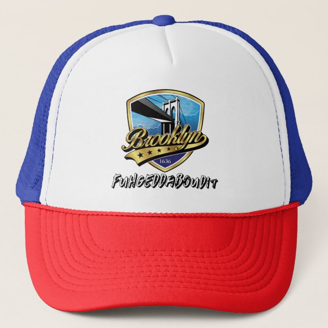 Boné Elegante Brooklyn Shield e Swoosh Design Trucker (Frente)