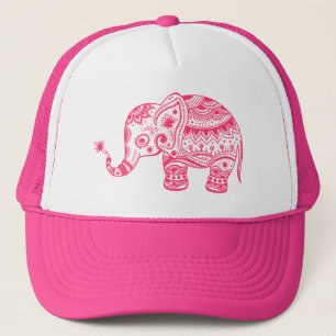 Boné Elegante Elefante Floral Rosa