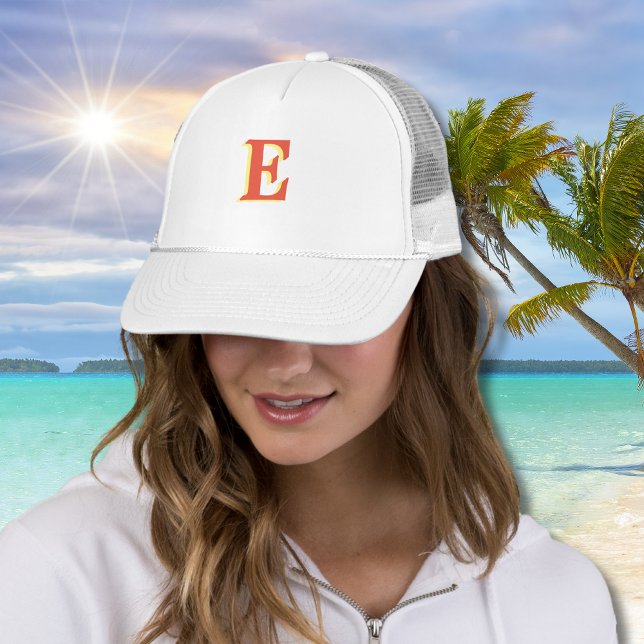 Boné Elegante Laranja Vermelho 3D - Letra inicial | Cor (Criador carregado)