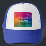 Boné Elegante Moderno Modelo Branco E Real Azul<br><div class="desc">Modelo Elegante Azul Branco E Real Cria O Seu Próprio Logotipo Foto De Carregamento Foto Do Trucker.</div>