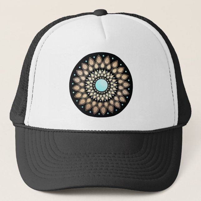 Boné Elegante Ornamentado Dourado Lotus Mandala (Frente)