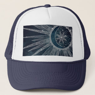 Boné Elegante Sun Moon Doodle Mandala Blue Design
