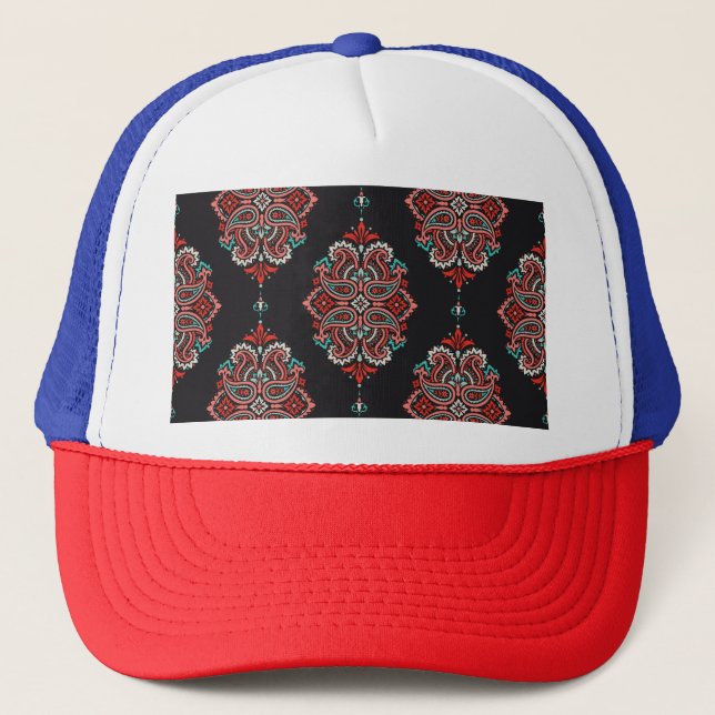 Boné Elementos paisley asiáticos, padrão de vintage boh (Frente)