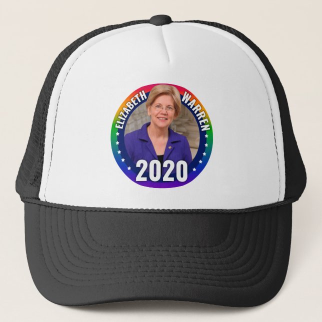 Boné Elizabeth Warren 2020 - Orgulho gay Rainbow (Frente)