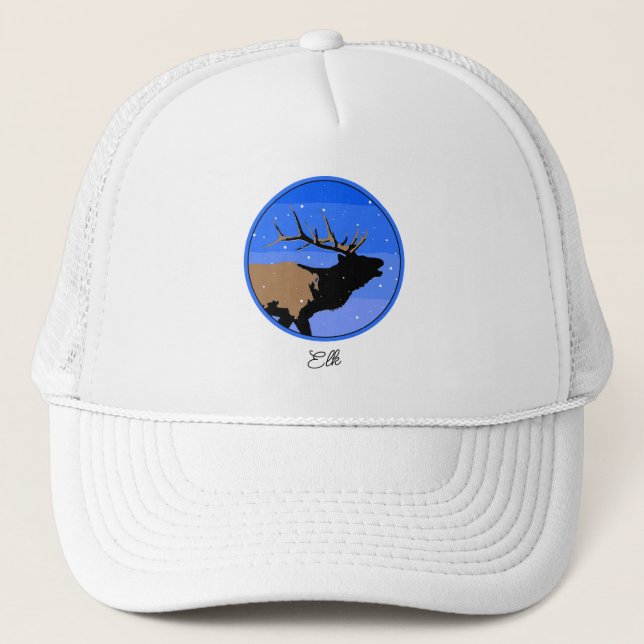 Boné Elk Bugling no inverno - Arte original sobre a vid (Frente)