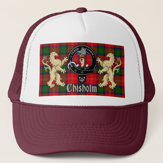 Boné Emblema e Tartan do Clã Chisholm (Frente)