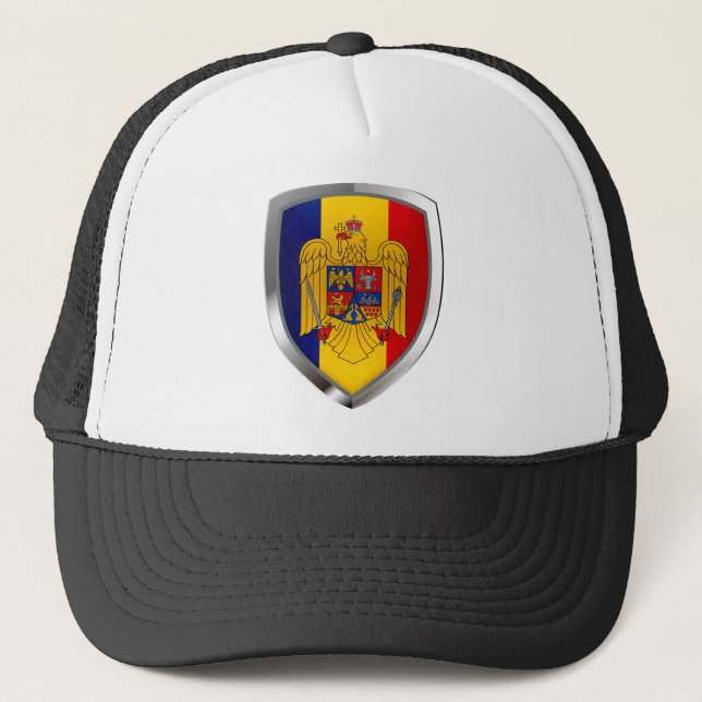 Boné Emblema Metálico da Romênia (Frente)