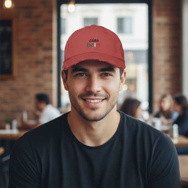 Boné Embroidered hat,ciao bella,minimalist,italian gift (Criador carregado)