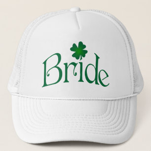 Boné Emerald Green and White Shamrock Bride Cap