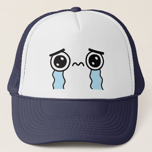 Boné Emoji de Rosto Triste e Choroso Fofo (Frente)