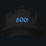 Boné Engraçado Boo Citado Turquoise Black<br><div class="desc">Um boné de beisebol fofo,  personalizado e assustador,  chapéu,  bordado de turquesa. Uma ideia de presente de aniversário e ideia acessória dos investigadores paranormais.</div>