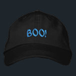 Boné Engraçado Boo Citado Turquoise Black<br><div class="desc">Um boné de beisebol fofo,  personalizado e assustador,  chapéu,  bordado de turquesa. Uma ideia de presente de aniversário e ideia acessória dos investigadores paranormais.</div>