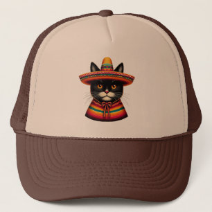 Boné Engraçado Cinco De Mayo Sombrero Festiva Cat Mexic