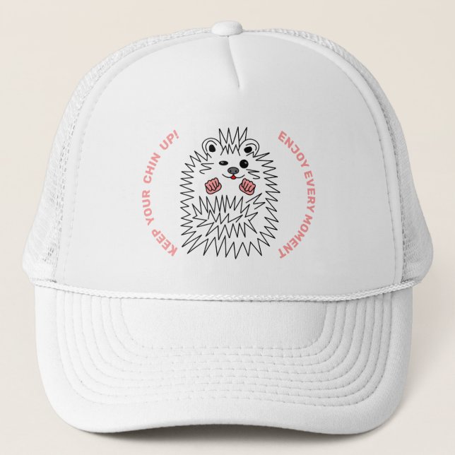 Boné Engraçado Hedgehog. Mantenha Seu queixo Subido! Pe (Frente)