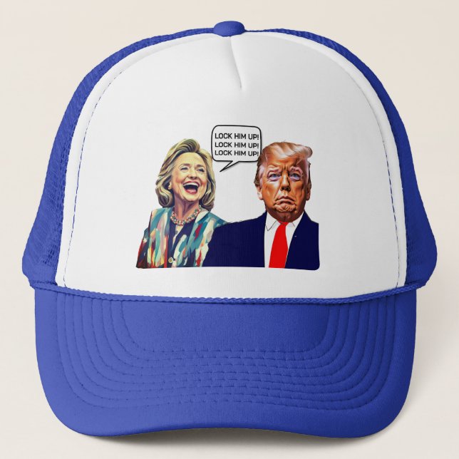 Boné Engraçado Hillary Diz Trump Up (Frente)