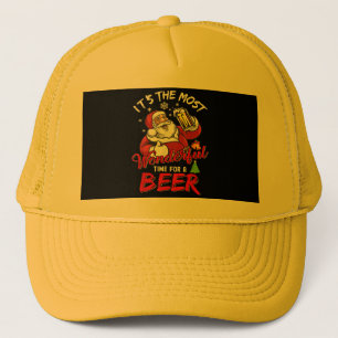Boné Engraçado Natal Santa Claus Bebendo Beer Wonderfu