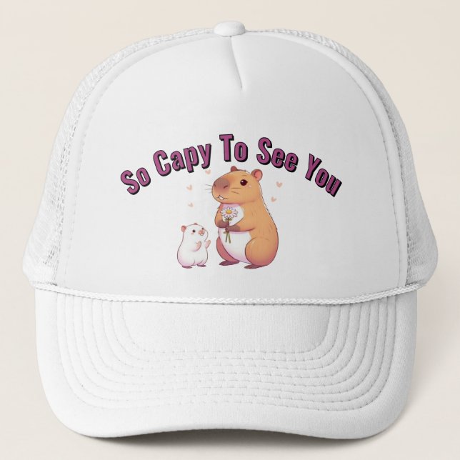 Boné Então Capy Para Ver Você – Arte Fofa de Capivara (Frente)