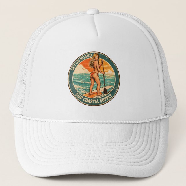 Boné Entre A Bordo SUP Pinup Paddleboard Retro Surf Sho (Frente)