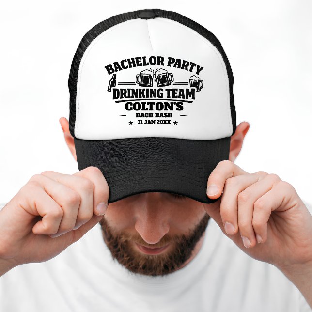 Boné Equipe de Bebida da Festa de Despedida de Solteiro (Bachelor Party Drinking Team Groom’s Crew Keepsake Trucker Hat)