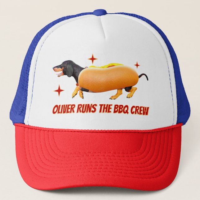 Boné Equipe de Churrasco Dachshund Personalizada, Cacho (Frente)