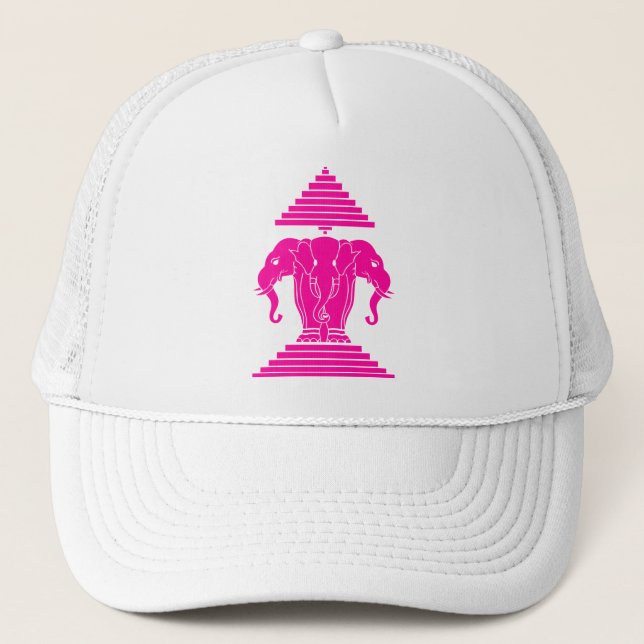 Boné Erawan Rosa Três Elefante De Cabeça Lao / Bandeira (Frente)