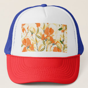 Boné Erris de laranja: padrão floral uniforme