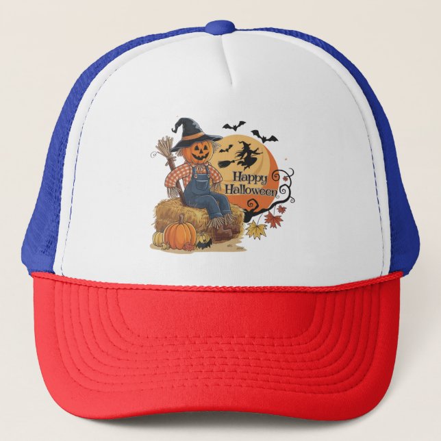 Boné Escarneiro Pumpkin Halloween Rustic Vibs Art (Frente)