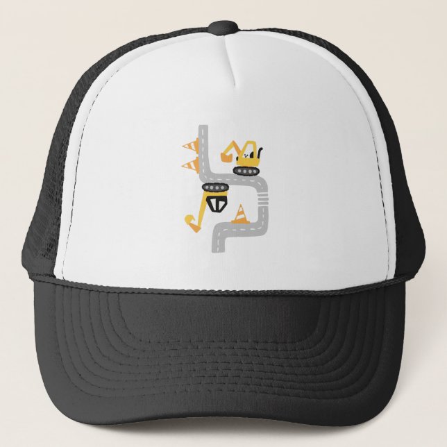 Boné Escavadores Amarelos Engraçados Crianças Design (Frente)