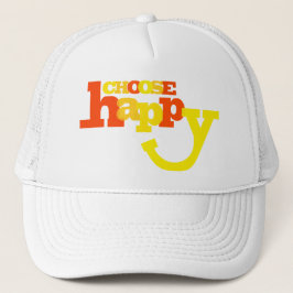 Boné Escolha o chapéu gráfico amarelo alaranjado feliz