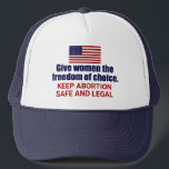Boné Escolha Pró Mantenha o Aborto Seguro e Político<br><div class="desc">Dê às mulheres a liberdade de escolha na América. É o nosso direito civil. Todas as mulheres merecem o direito de escolher. Mantenha o aborto seguro e o boné legal. Um chapéu Americano patriótico. Lute contra SCOTUS e este projeto para derrubar Roe V. Wade.</div>