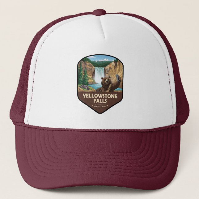 Boné Escudo de Urso para Selfie em Yellowstone Falls (Frente)
