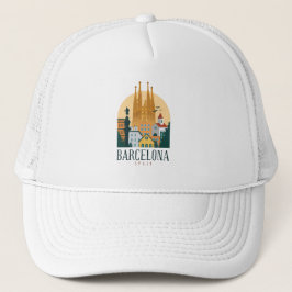 Boné Espanha de Barcelona Skyline Trucker Hat