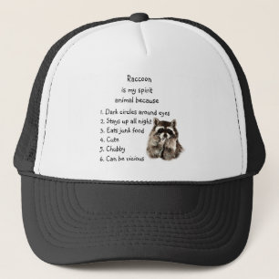 Boné Espírito Animal de Guaxinim Engraçado Humor Aquare