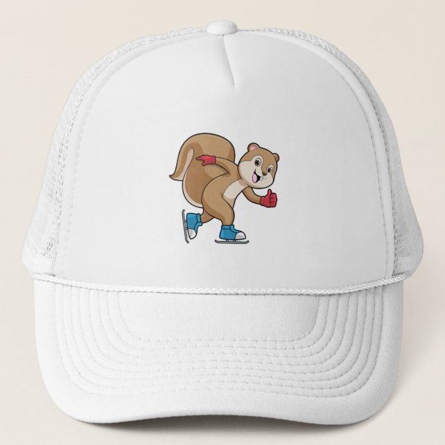 Boné Esquilo com gelo a patinar com skates de gelo (Frente)