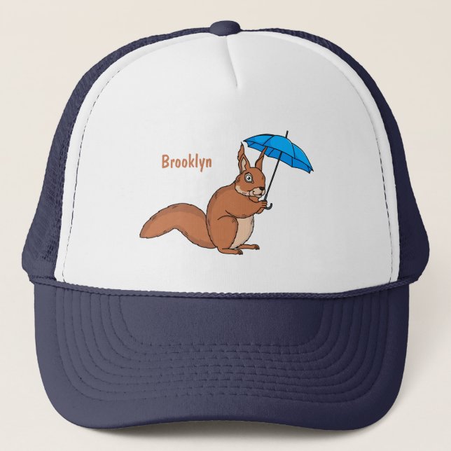 Boné Esquilo vermelho bonito com desenho animado (Frente)