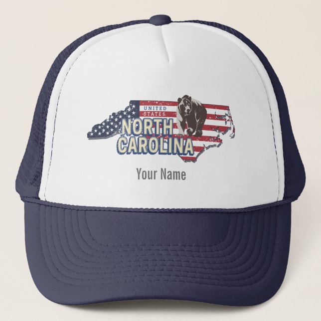 Boné Estado da Carolina do Norte Estados Unidos Mapa US (Frente)