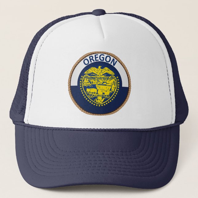 Boné Estado de Oregon Flag Seal Trucker Hat (Frente)