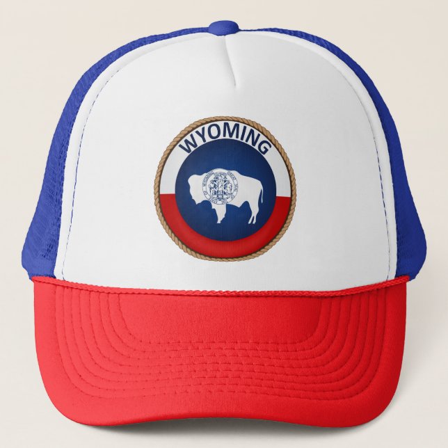 Boné Estado de Wyoming Flag Seal Trucker Hat (Frente)