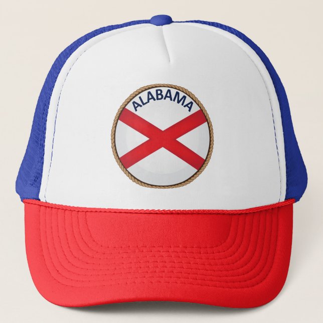 Boné Estado do Alabama Flag Seal Trucker Hat (Frente)