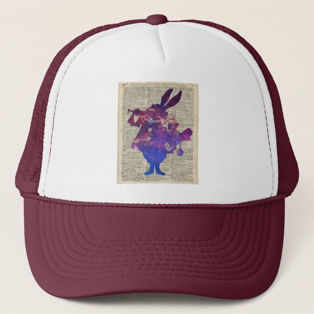 Boné Estêncil roxo do coelho do arauto sobre a página (Frente)