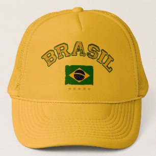 Boné Estilo de futebol com bandeira do Brasil