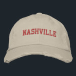 Boné Estilo de Vintagem do Bordado Vermelho NASHVILLE<br><div class="desc">NASHVILLE Red Embroidered estilo vintage de algodão em apuros. Faz um presente maravilhoso para quem ama Nashville TN! Se preferir ter o seu texto pessoal, selecione simplesmente o botão "Personalizar este modelo" para introduzir o texto personalizado. O bordado também é personalizável para outras opções de cores selecionando o botão da...</div>