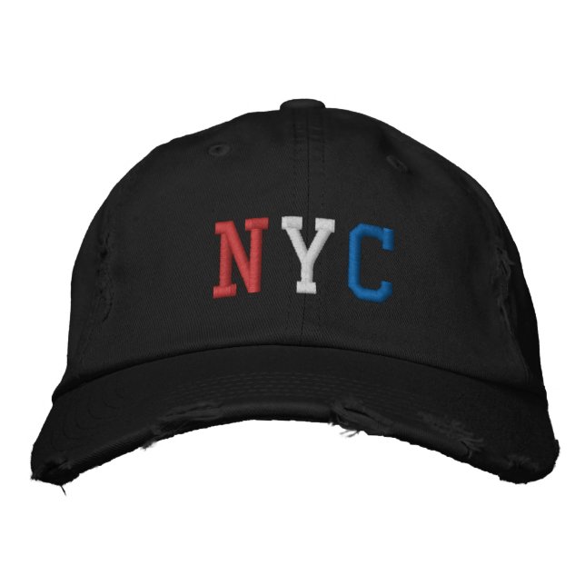 Boné Estilo de Vintagem NYC Azul Branco Americano (Frente)