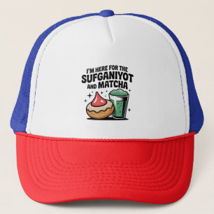 Boné Estou aqui por Sufganiyot e Matcha Hanukkah judeu