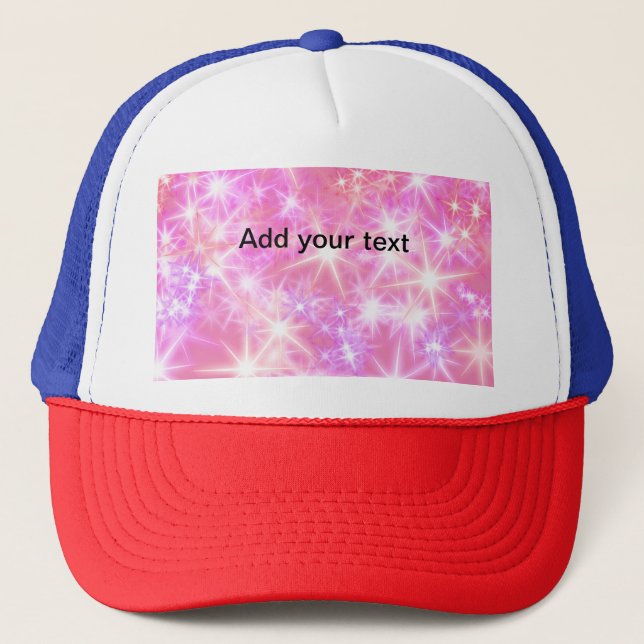 Boné Estrelas brilhantes simples em rosa vermelho adici (Frente)
