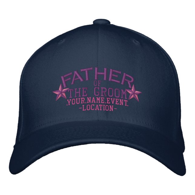 Boné Estrelas Personalizadas Pai do Groom em Rosa (Frente)